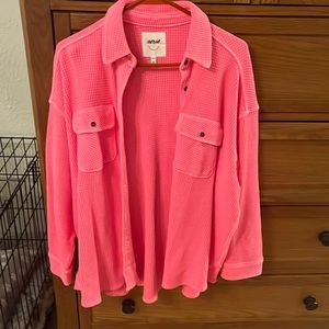 Pink waffle knit shirt